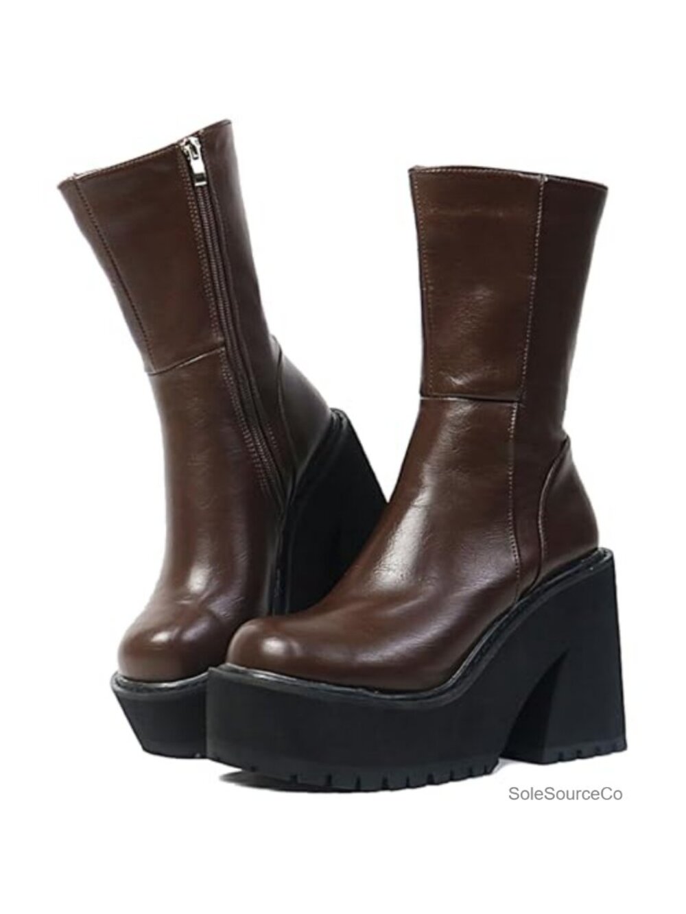 Chunky Platform Ankle Boots Women Goth Punk Lace Up Zipper